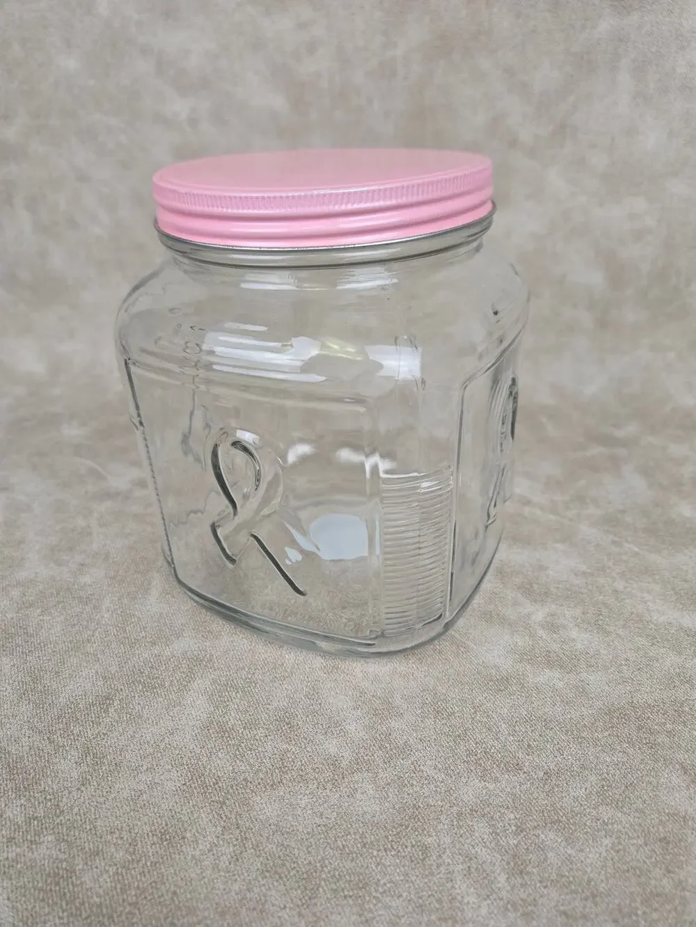 Glass Cookie Jar Breast Cancer Awareness Hope